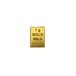 Ein Goldbarren mit der Aufschrift 1 g Gold 999,9 und dem Stempel CHI Essayeur Fondeur