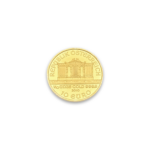 Eine Goldmünze mit der rundlaufenden Aufschrift WIENER PHILHARMONIKER und der Orgel des Wiener Musikvereins, sowie mit der Aufschrift 1/10 UNZE GOLD 999,9, 2010 10 Euro